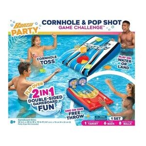 2-in-1 Cornhole & Basketball Target Toss Pool Games summer water party game
